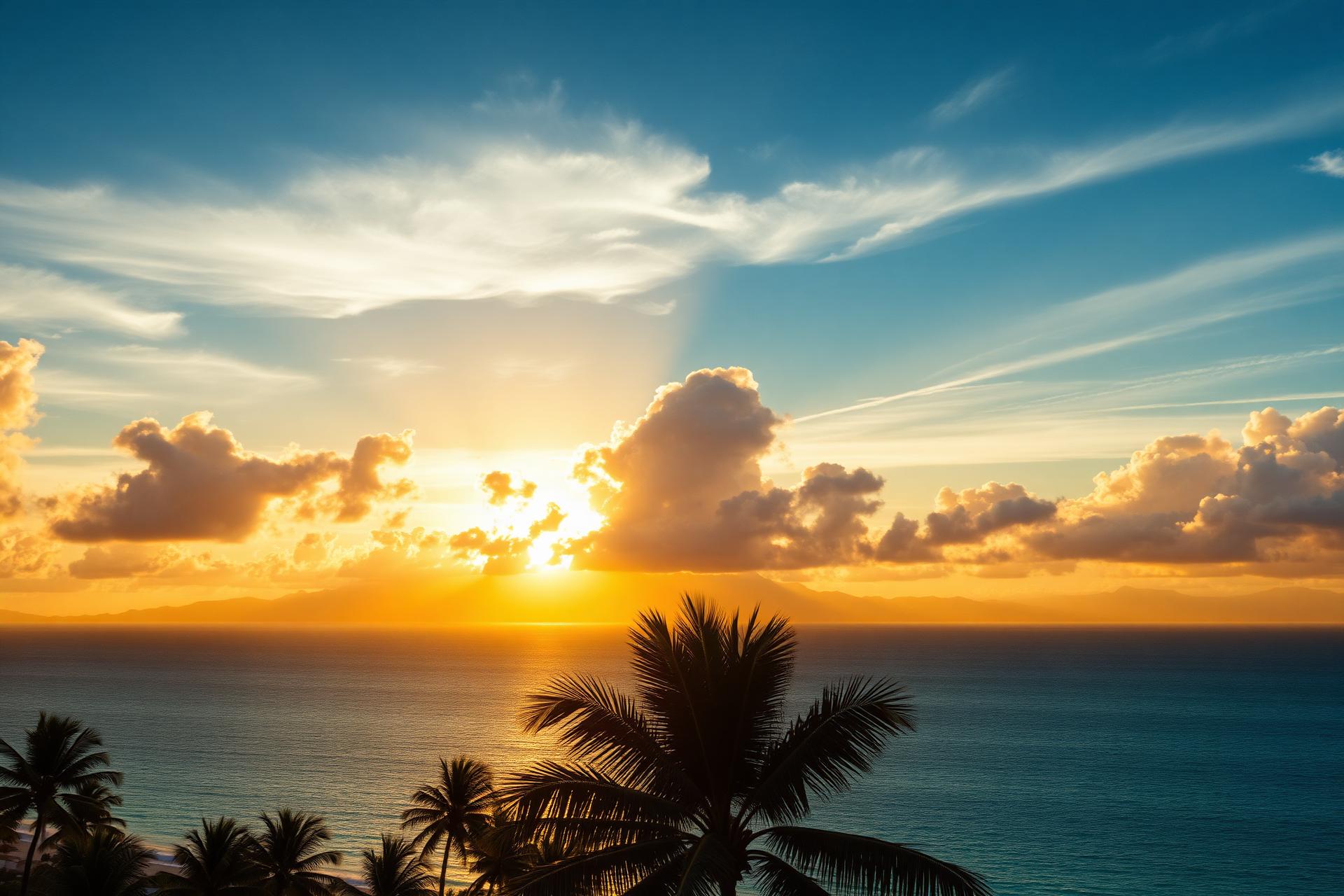 Tropical sunset over the ocean